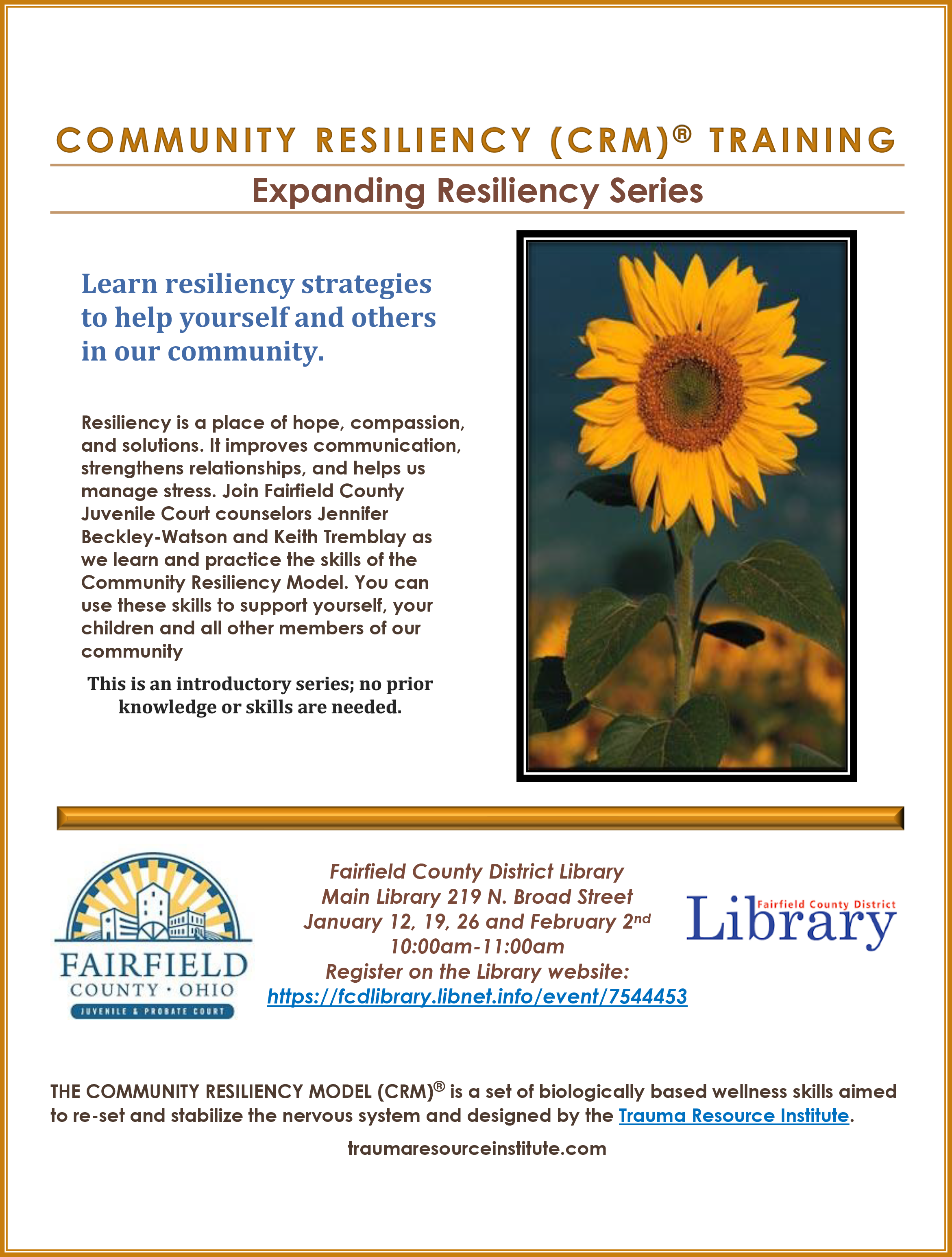 COMMUNITY RESILIENCY (CRM) TRAINING ad